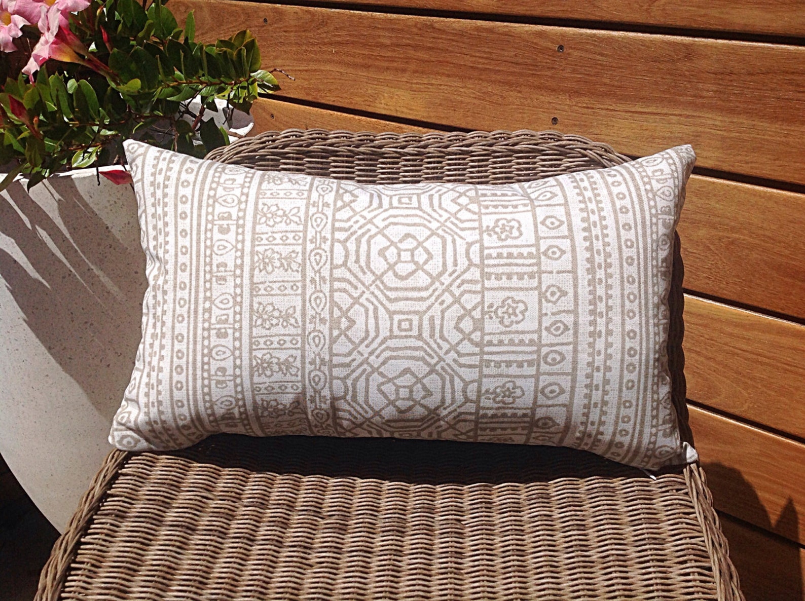 Outdoor Cushions Tribal Outdoor Pillow Cover Ecru Navy Etsy
