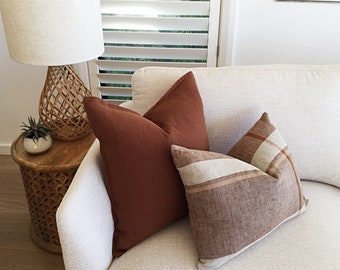 Linen Check Pillow Cover: Farmhouse Luxe Cushion