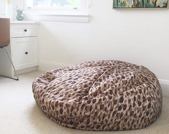 Snow Leopard Bean Bag Cover: Animal Print, Kenji Earthy Tone Decor, Adults/Teens