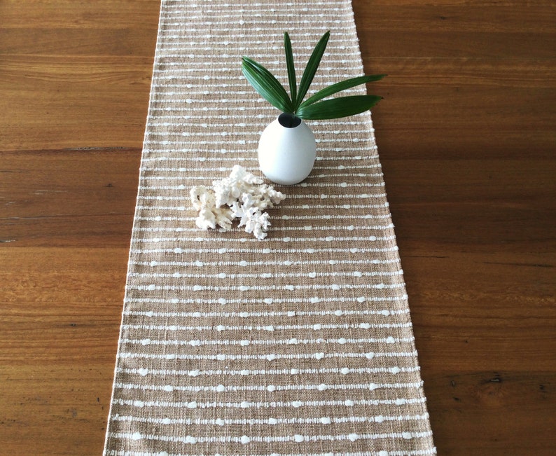 Coastal Decor, Coastal Table Runner, Wheat Colour, Tan Colour Textured Table decor. Beach House Decor, Farm House Luxe Decor image 8