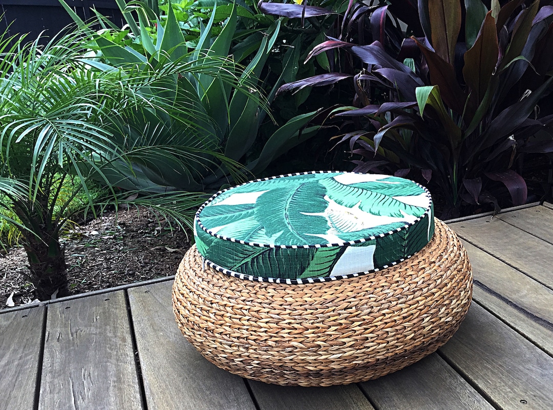 Chair Pads Palm Leaf Cushions Round Banana Leaf Outdoor Cushions Outdoor Pillows Tropical Chair Pad Tommy Bahama Fabric Chair Pads Etsy