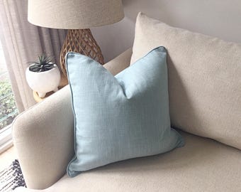 Duck Egg Blue Linen Pillow Cover: Hamptons Style Home Decor
