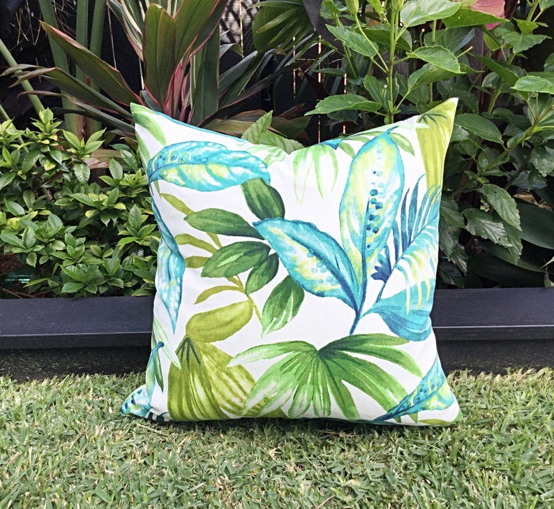 Outdoor Cushions Tropical Outdoor Cushion Covers Aqua Etsy