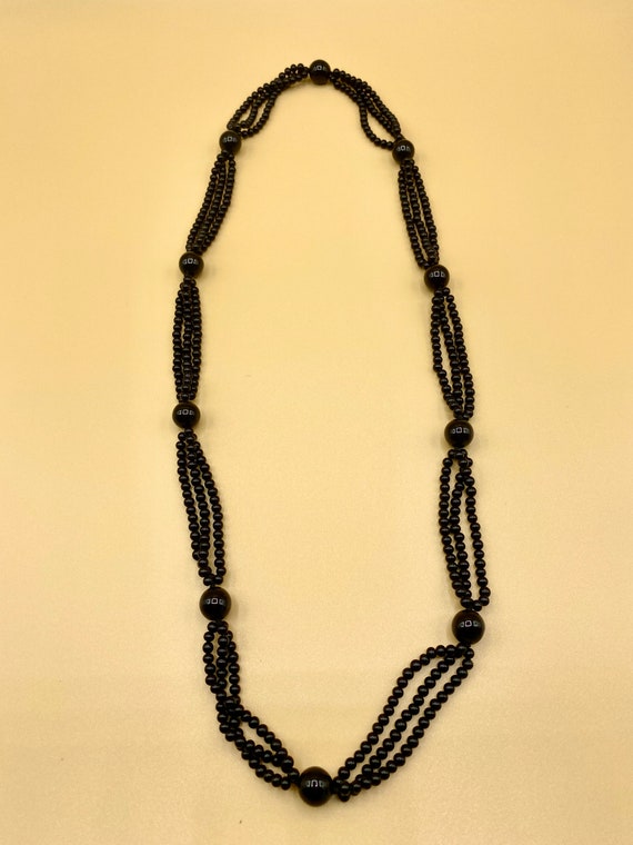 Vintage 50s Black Glass Beaded Pinup Necklace - image 4