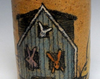 Ceramic Tiny Home Tumbler or Utensil Cup