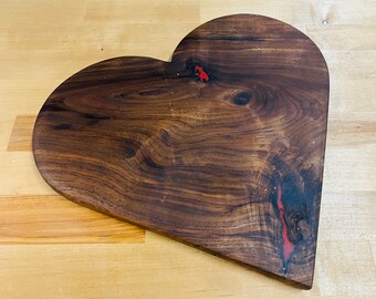 Heart Shaped Charcuterie board for valentine's day, wedding engagement or anniversary gift. Hardwood heart platter