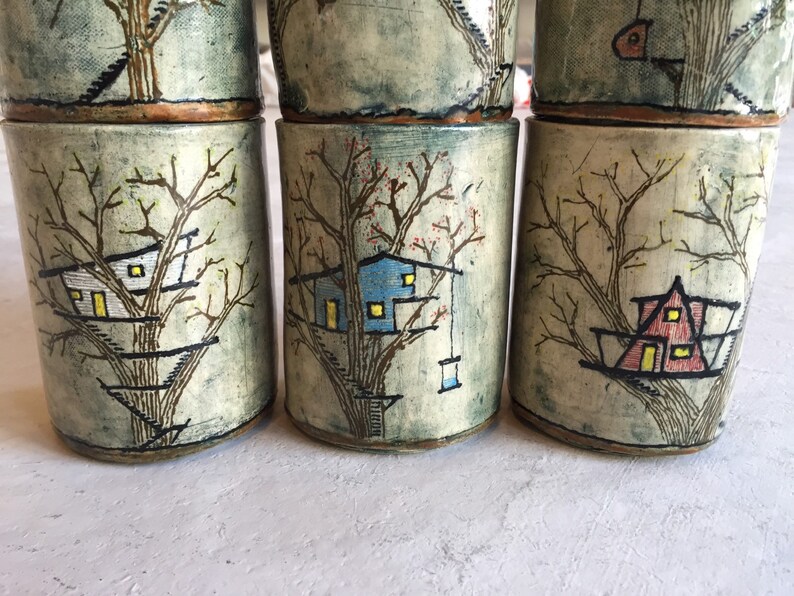 Ceramic Treehouse Tumbler or Utensil Cup Set of Two Etsy