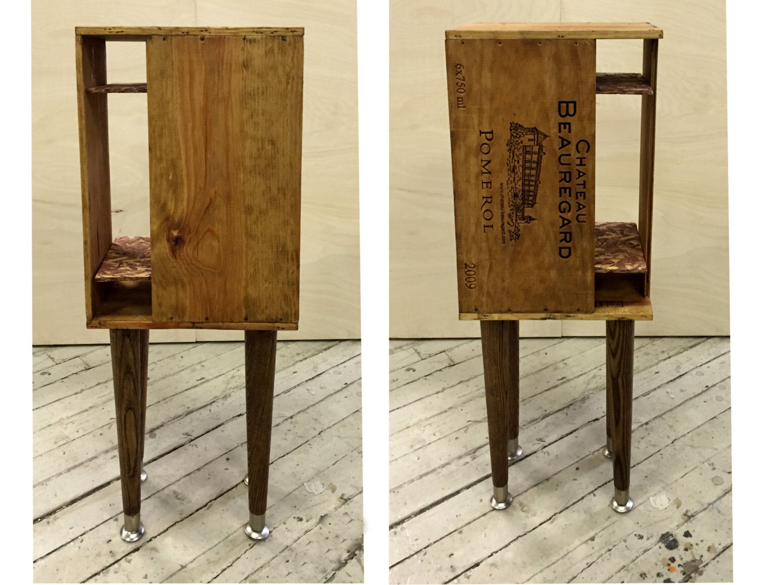 Retrofitted Wine Box End Table Night Stand Bookshelf Etsy
