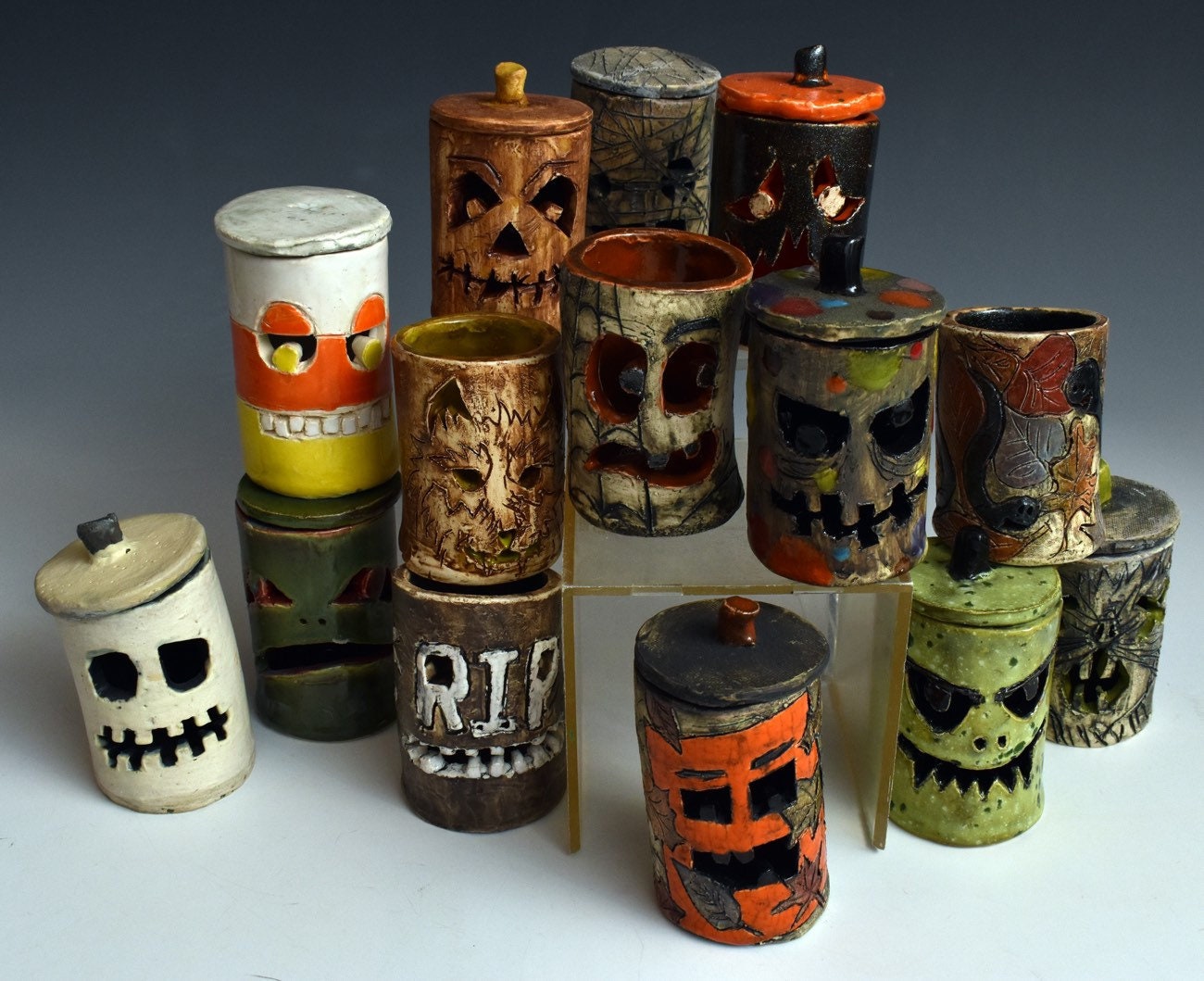 Ceramic Handmade Halloween Legend Lantern LED flicker night light