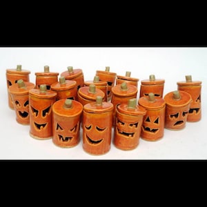 Handmade Cozy Collectible Ceramic Halloween Jack-o-lantern LED night light place setting window decoration