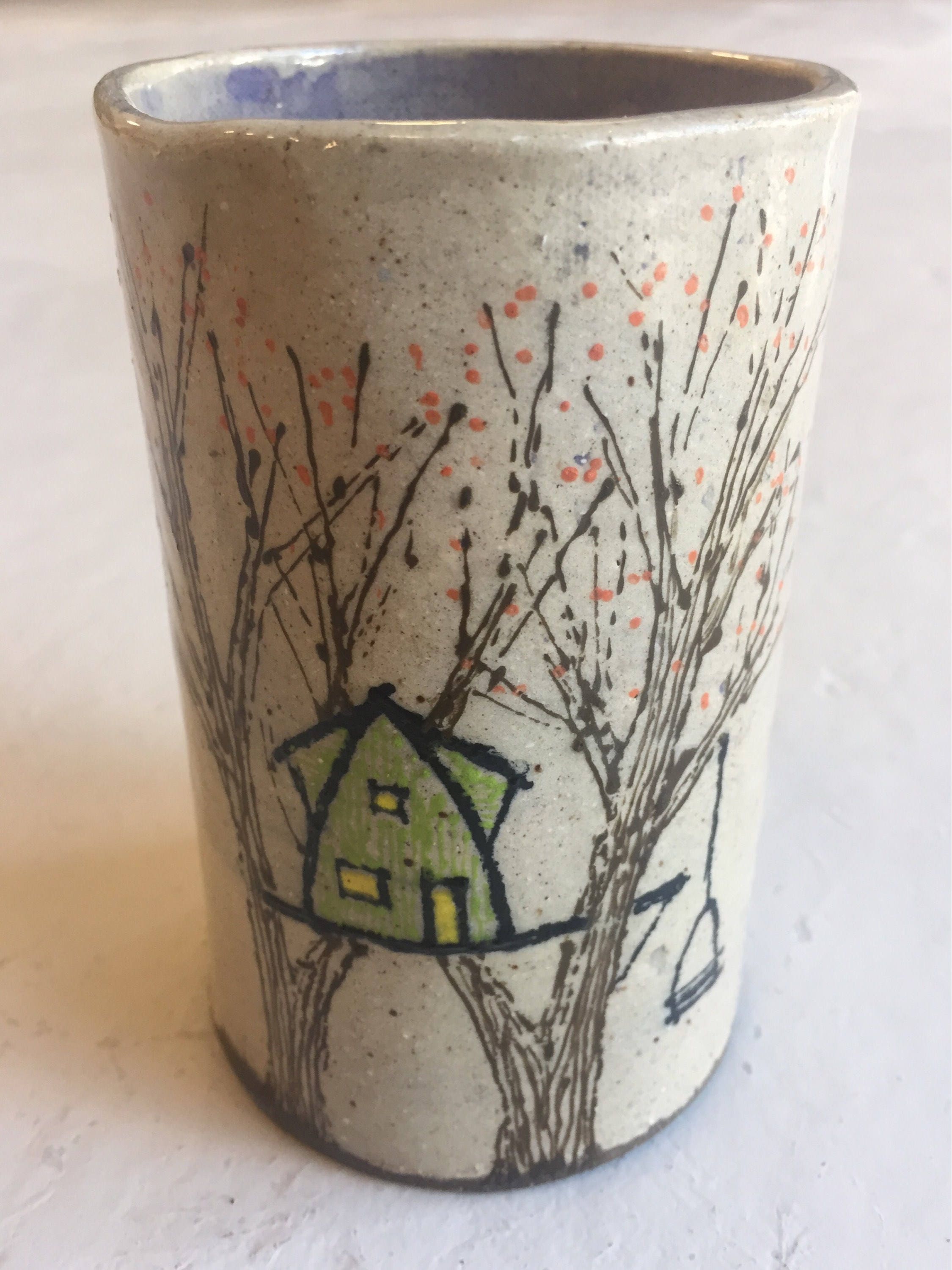Ceramic Treehouse Tumbler or Utensil Cup Etsy