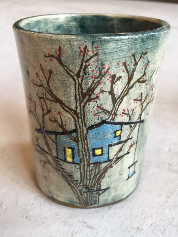 Drinkware Ceramic Treehouse Tumbler or Utensil Cup Mugs