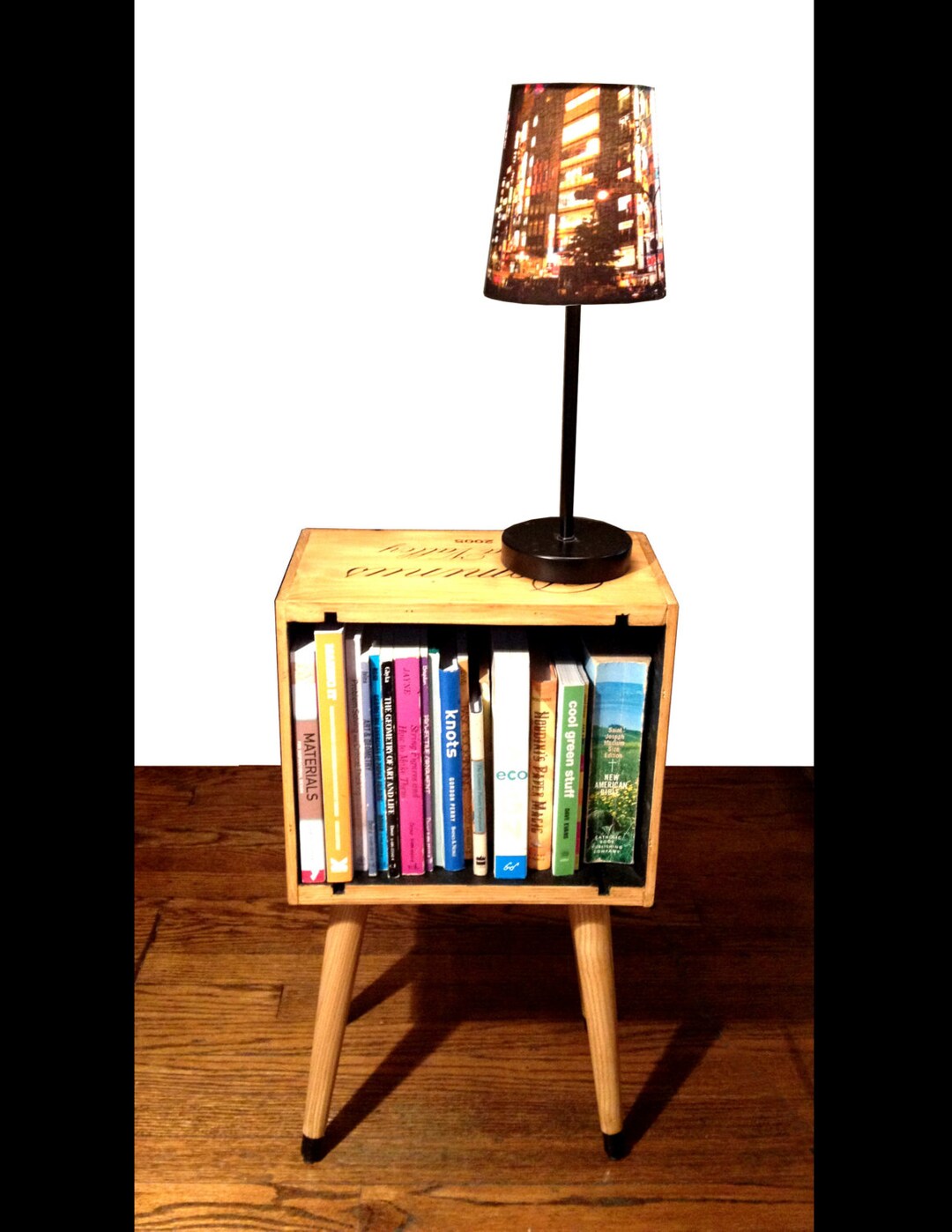 Wine Box End Table Night Stand Bookshelf Etsy