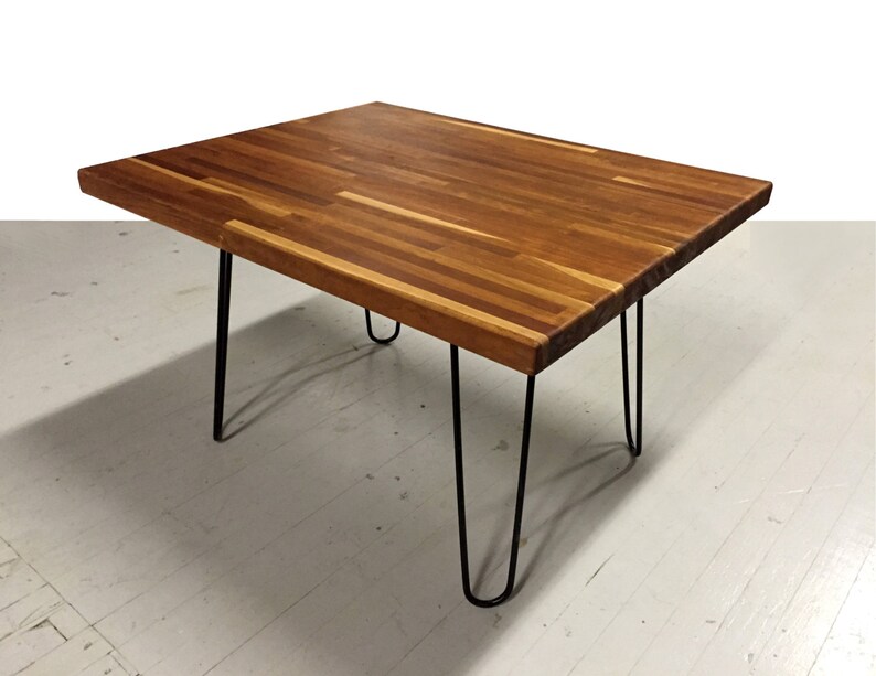 Salvaged Butcher Block Coffee Table With Hairpin Legs Etsy