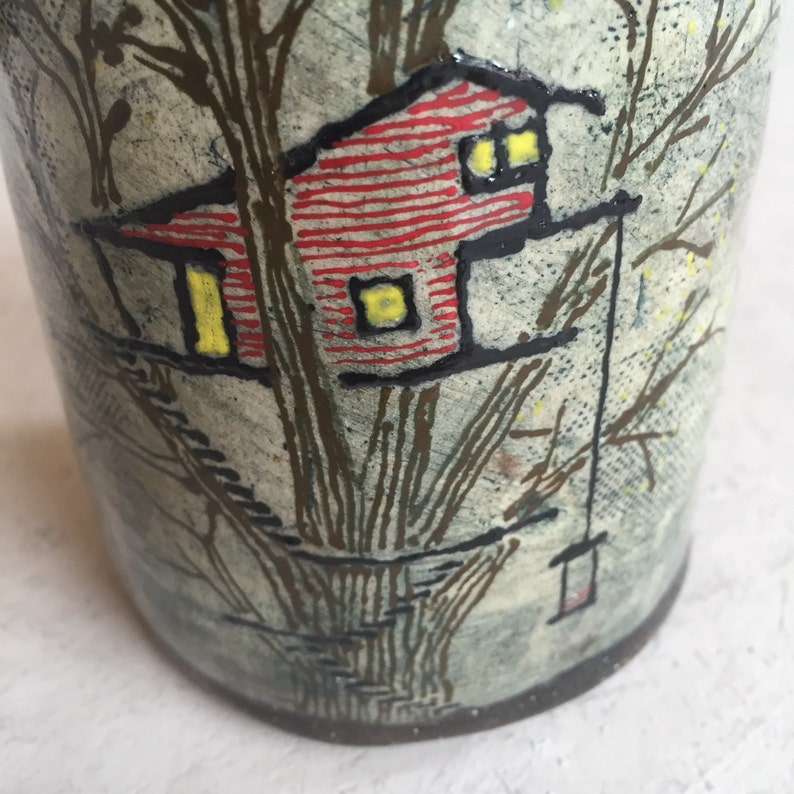 Ceramic Treehouse Tumbler or Utensil Cup Etsy
