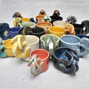 Rabbit pottery ceramic handmade easter bunny rabbit mug tea coffee cup functional art gift customizable pet rabbit cup
