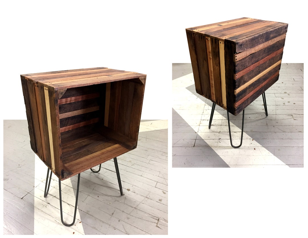 Rustic Wood Crate End Table, Night Stand, Bookshelf Etsy