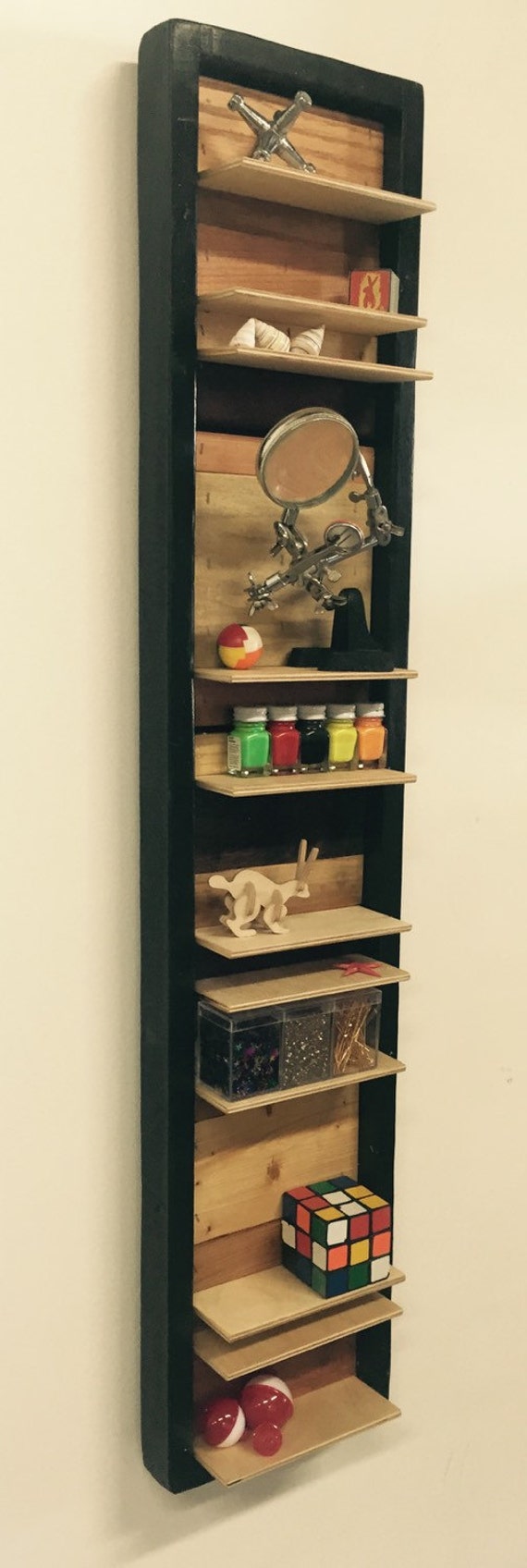 Reclaimed Wood Shelf Box with Repositionable Shelves Etsy