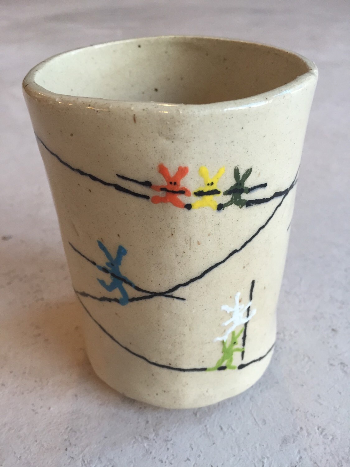 Ceramic Tight Rope Rabbits Tumbler or Utensil Cup Etsy