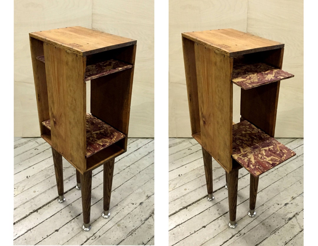 Retrofitted Wine Box End Table Night Stand Bookshelf Etsy