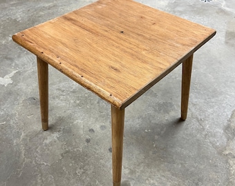 Reclaimed rustic wood rectangular handmade simple industrial Modern boho End Table or Coffee Table with tapered wood legs