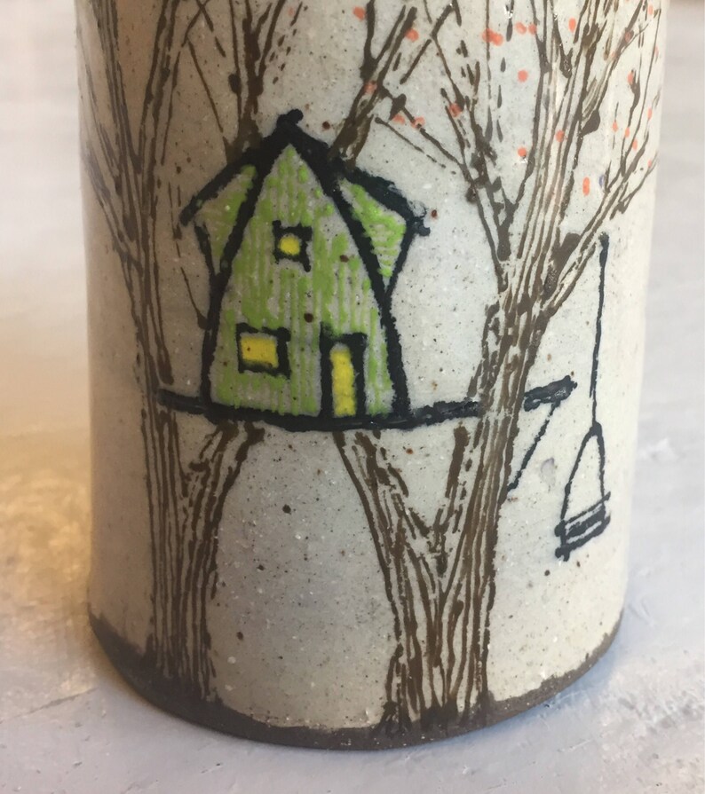 Ceramic Treehouse Tumbler or Utensil Cup Etsy
