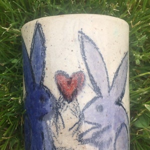 year of rabbit pottery ceramic handmade easter bunny tumbler functional art gift cartoon Rabbit Family utensil cup