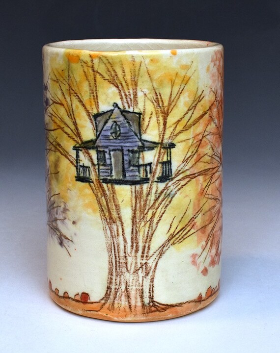 Drinkware Ceramic Treehouse Tumbler or Utensil Cup Mugs