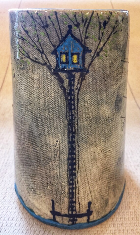 Drinkware Ceramic Treehouse Tumbler or Utensil Cup Mugs