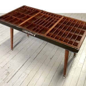 Upcycled Vintage Typesetter Tray coffee table (glass not included)