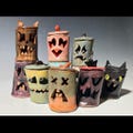 Handmade Cozy Collectible Ceramic Halloween Jack-o-lantern LED night light place setting window decoration