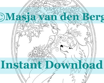 Masja's Fairytales, Little Red Riding Hood, Coloring page download