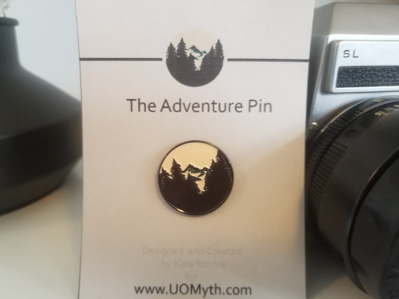 Enamel Pin Mountain Adventure Pin UO Myth Logo 1 Inch image 3