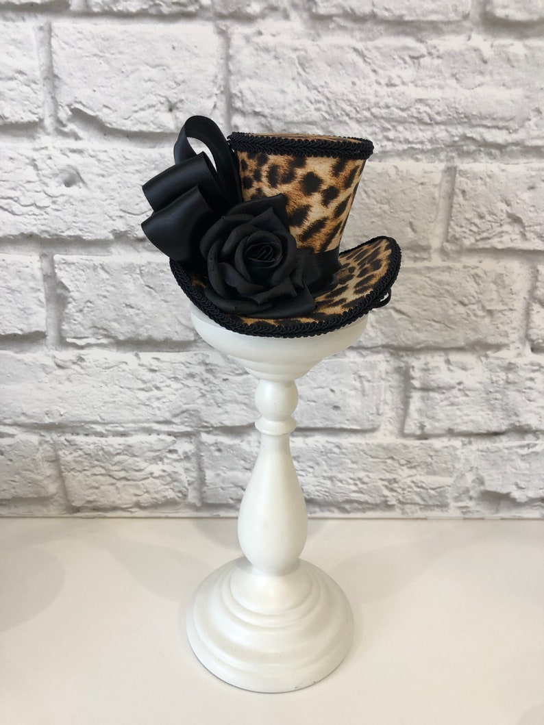 Animal Print Fascinator Leopard Print Mini Top Hat Tea Party Mini Top Hat