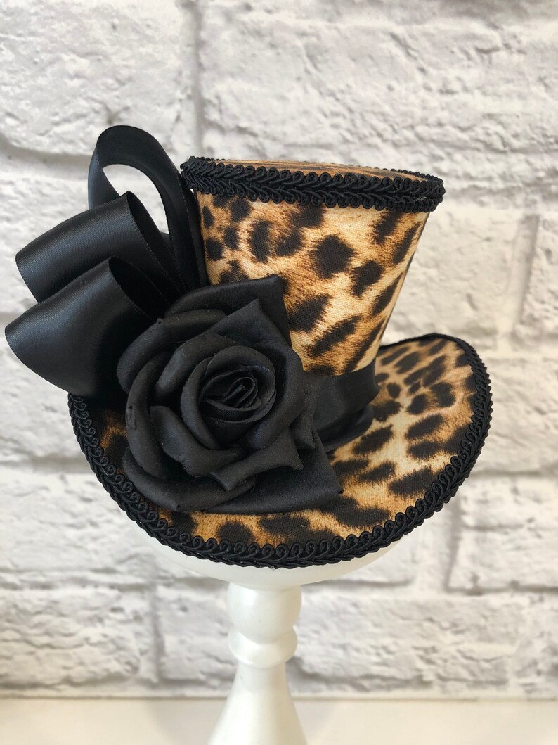 Animal Print Fascinator Leopard Print Mini Top Hat Tea Party Mini Top Hat