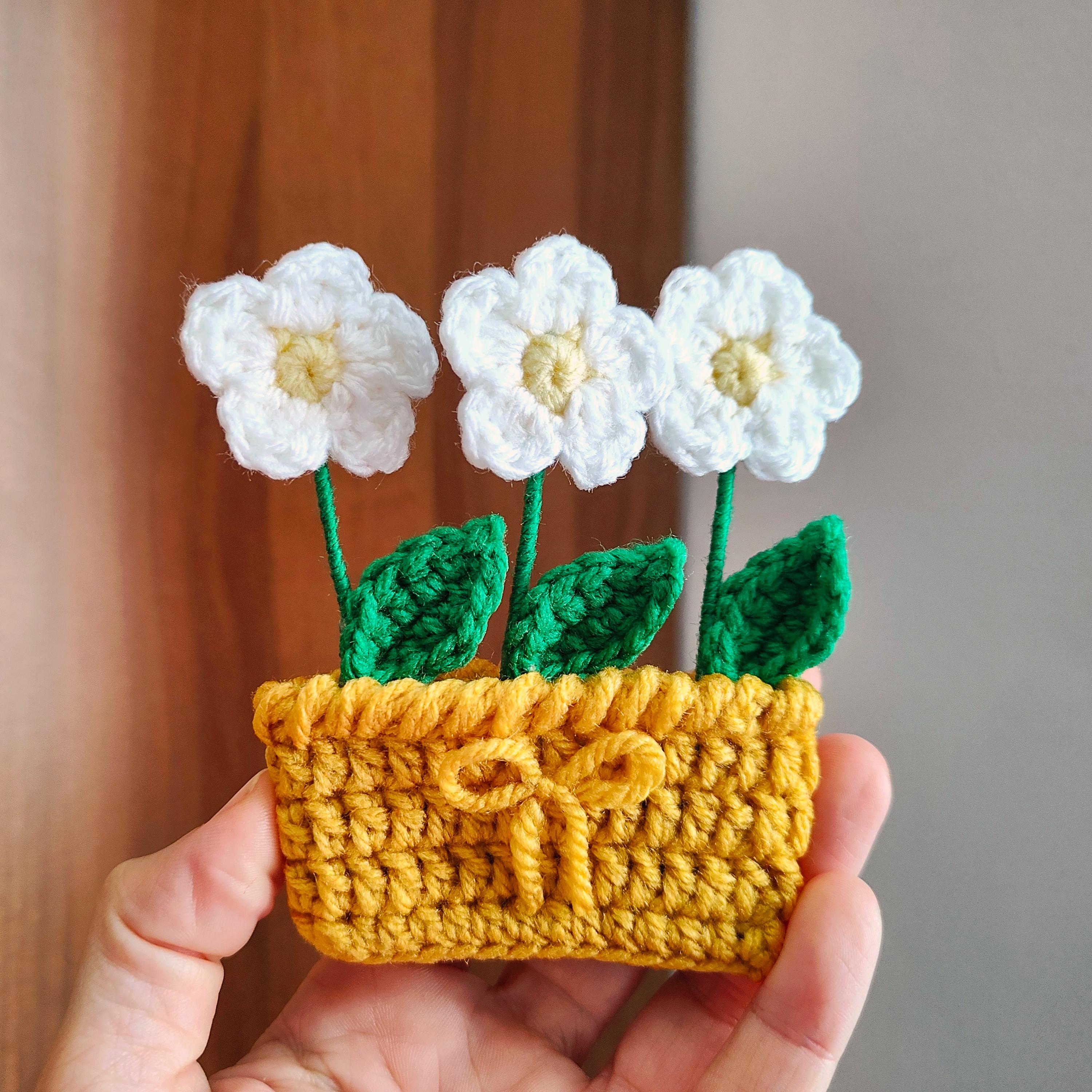 Crochet Flower Basket Magnet – Handmade Fridge Decor | Floral Gift