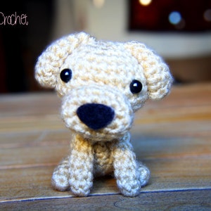 Kawaii amigurumi dog doll keychain. Handmade crochet plush toy