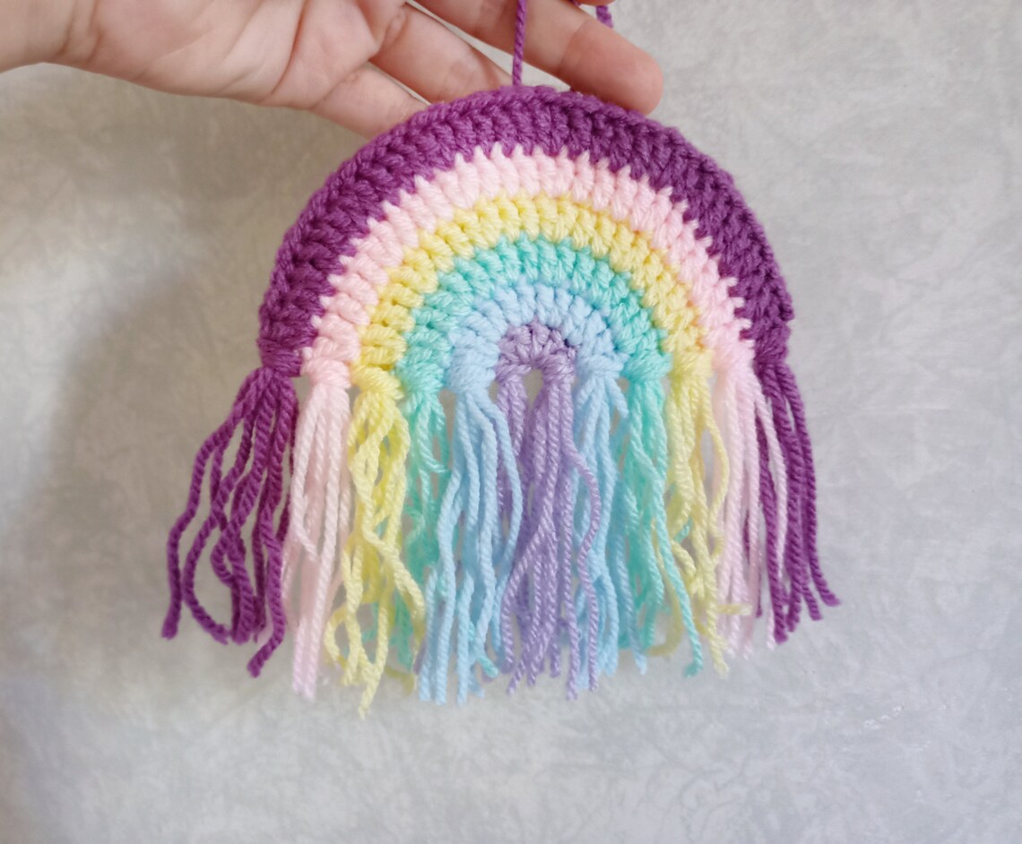 Rainbow Crochet Wall Hanging. Nursery Wall Decor Handmade Etsy