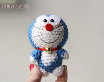 Tiny DORAEMON. Handmade amigurumi toy. Kawaii crochet plush