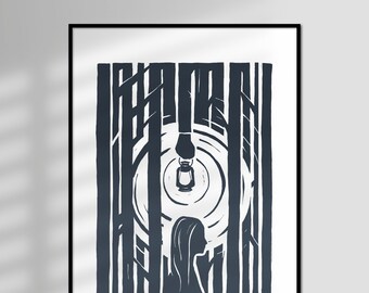 Dark - Lino Cut Style, Love and Support, Limited Edition, Giclée Art Print