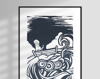 Storm - Lino Cut Style, Love and Support, Limited Edition, Giclée Art Print