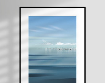 Calm - Oystercatchers, Coastal Wildlife, Limited Edition, Giclée Art Print