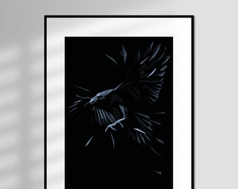 Shadow - Raven, Crow, Gothic, Nature Wildlife, Limited Edition, Graphic Art, Giclée Art Print