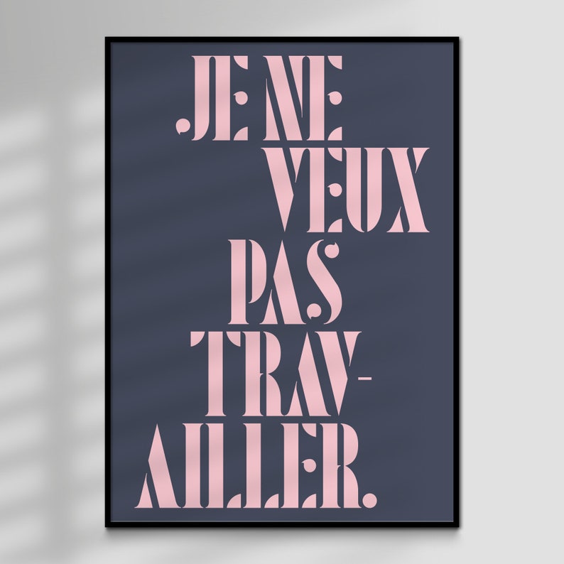 Work Sympatique, Pink Martini, Typographiy Lyrics, Limited Edition, Giclée Art Print Slate / Pink