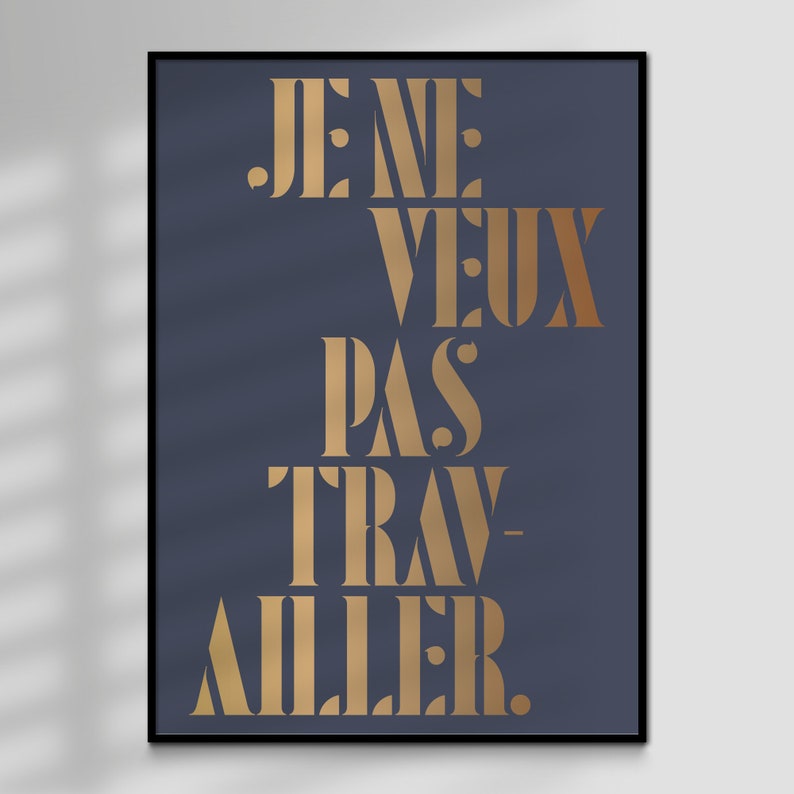 Work Sympatique, Pink Martini, Typographiy Lyrics, Limited Edition, Giclée Art Print Slate / Gold