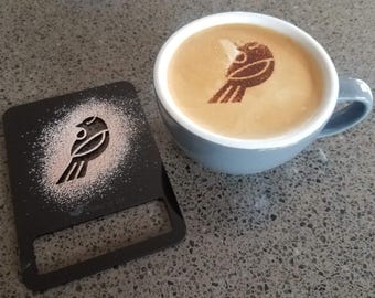 Tui Bird Coffee Stencil