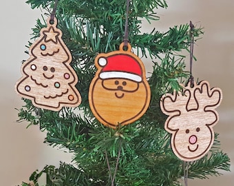 Christmas Ornament Set - Santa, Reindeer and Xmas Tree