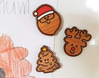Christmas Magnet Set - Santa, Reindeer and Xmas Tree