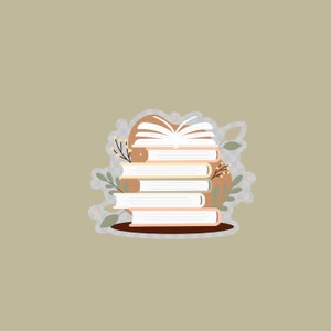 3"x2.5" Clear Stack of Books Sticker
