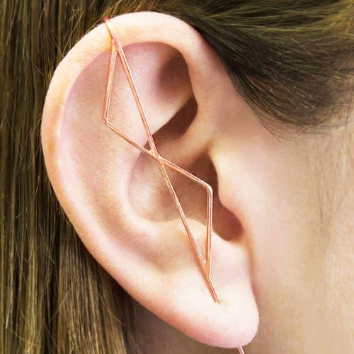 Sterling Silver Geometric Ear Climbers 
